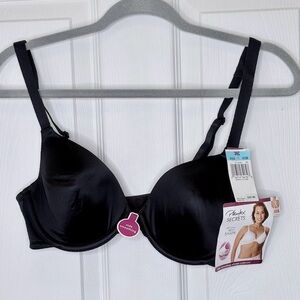 Playtex Secrets Black Plunge Underwire Bra 36C NWT
